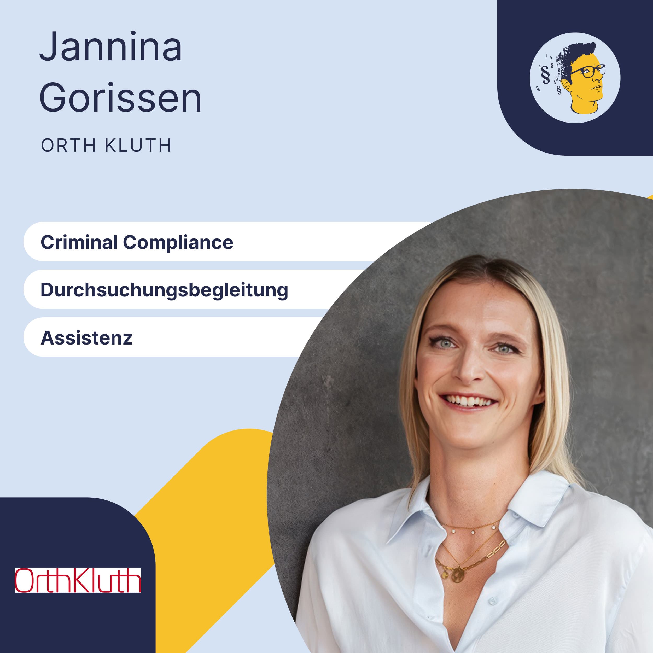 IMR Spotlight: Jannina Gorissen, Orka, Criminal Compliance, Düsseldorf (Durchsuchungen, Assistenz, Arbeitgeber-Benefits)