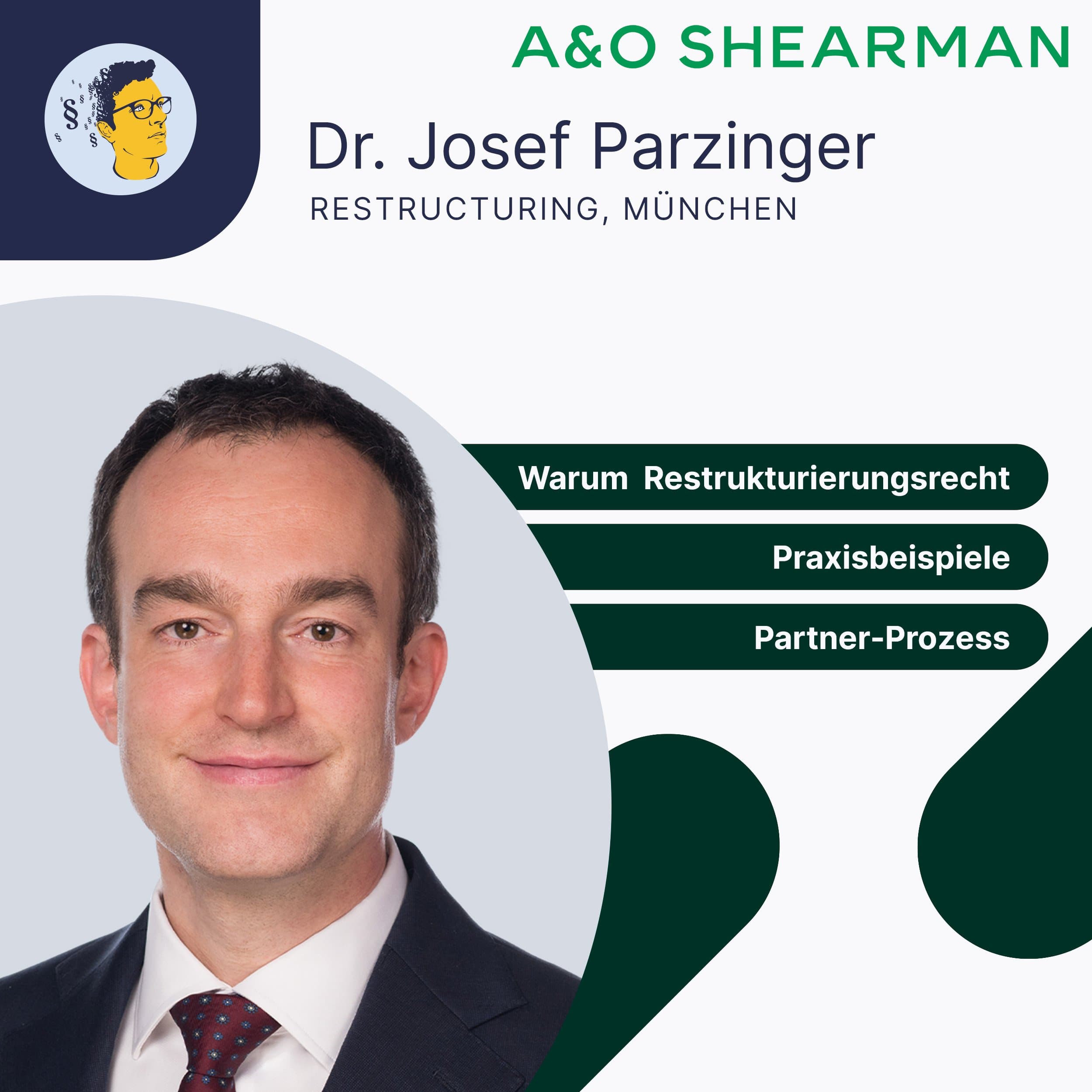 IMR Spotlight: Dr. Josef Parzinger, A&O Shearman, Restrukturierung, München (Bank- und Finanzrecht, Restrukturierung)